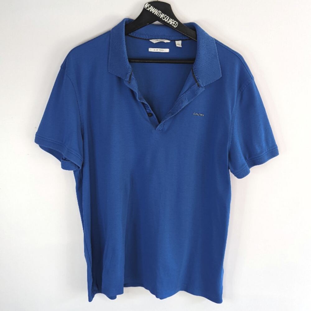 Calvin Klein Liquid Touch Blue Polo Sz Large